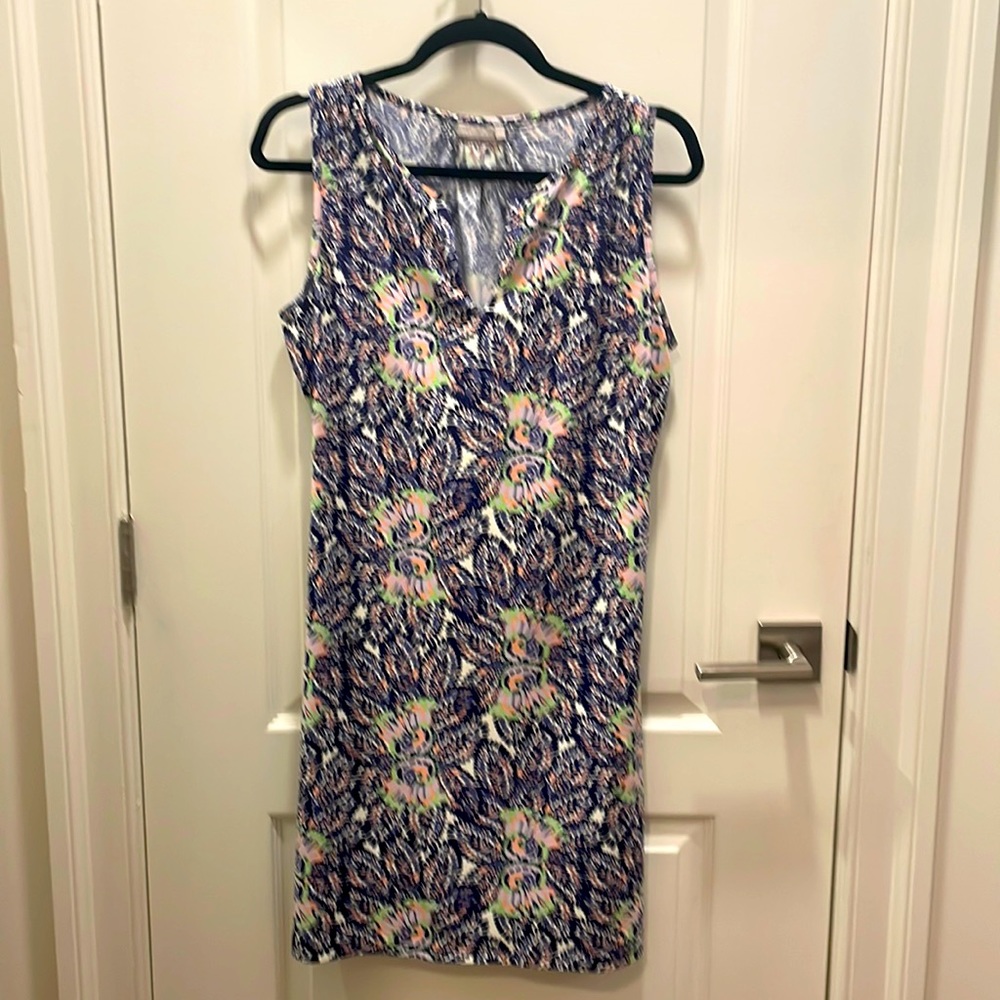 Ellie Kai Beautiful Navy Pink Mint Green Print Dress szL